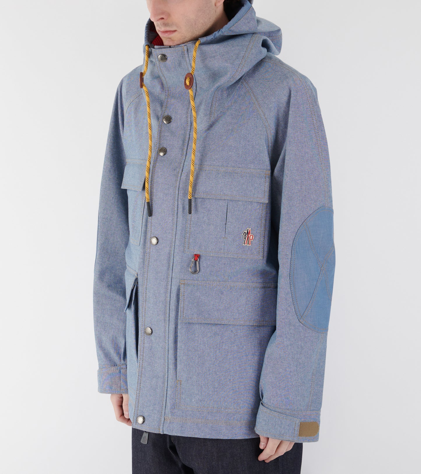 Ajaccio Chambray Hooded Field Jacket Light Blue
