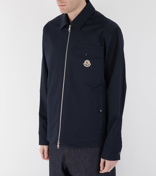 Cotton Blend Shirt Jacket Navy Blue