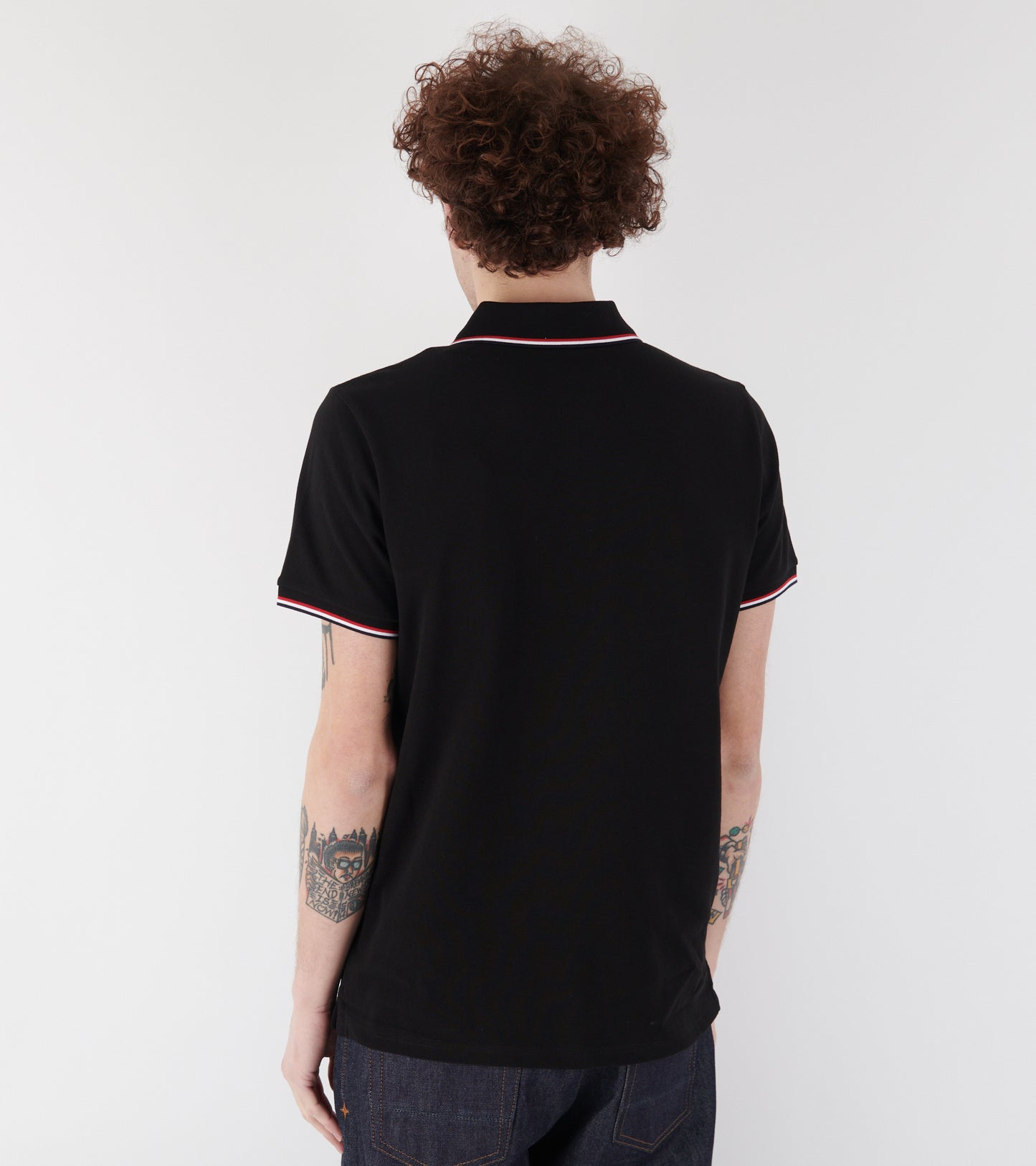 Tricolour Cotton Piqué S/S Polo Black