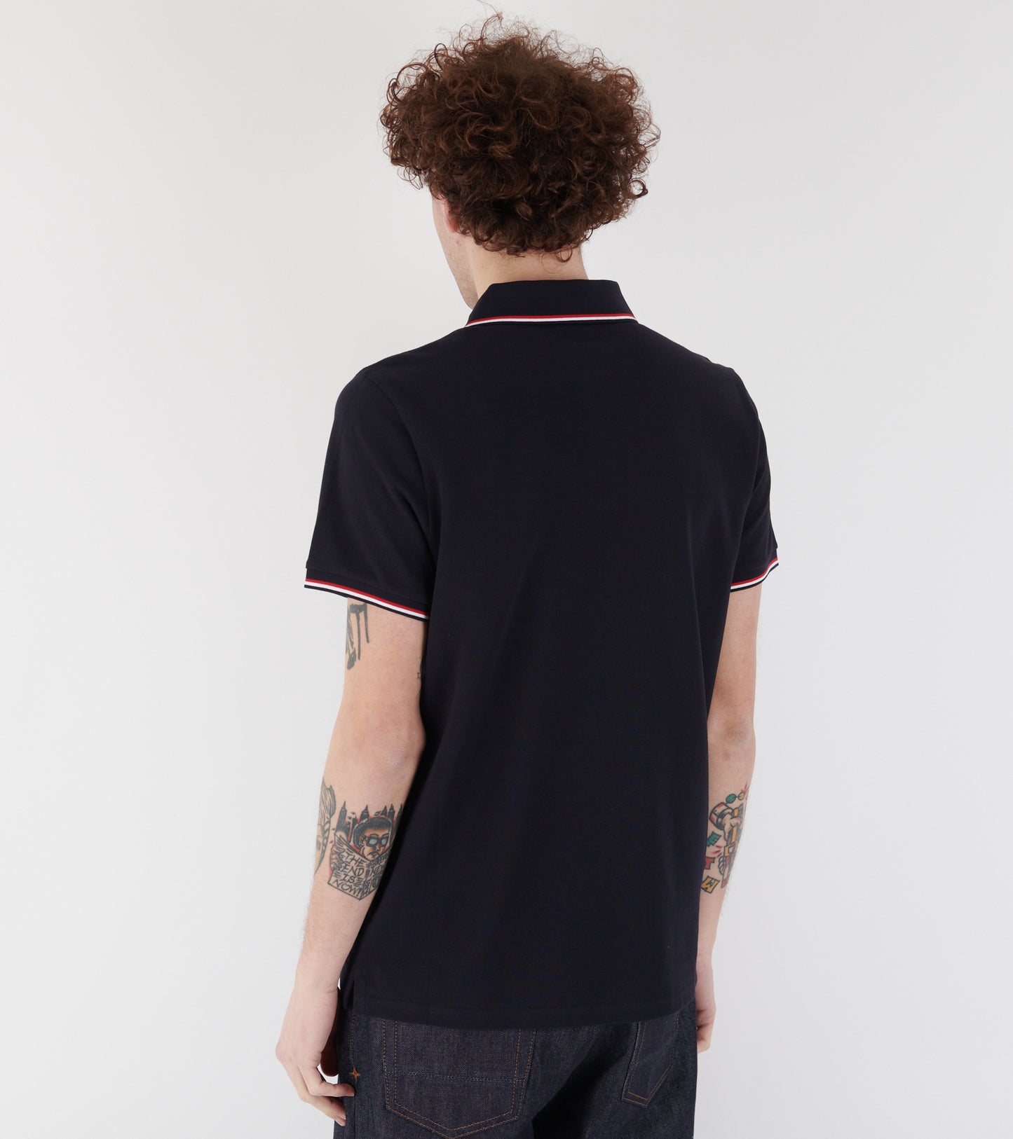 Tricolour Cotton Piqué S/S Polo Dark Blue
