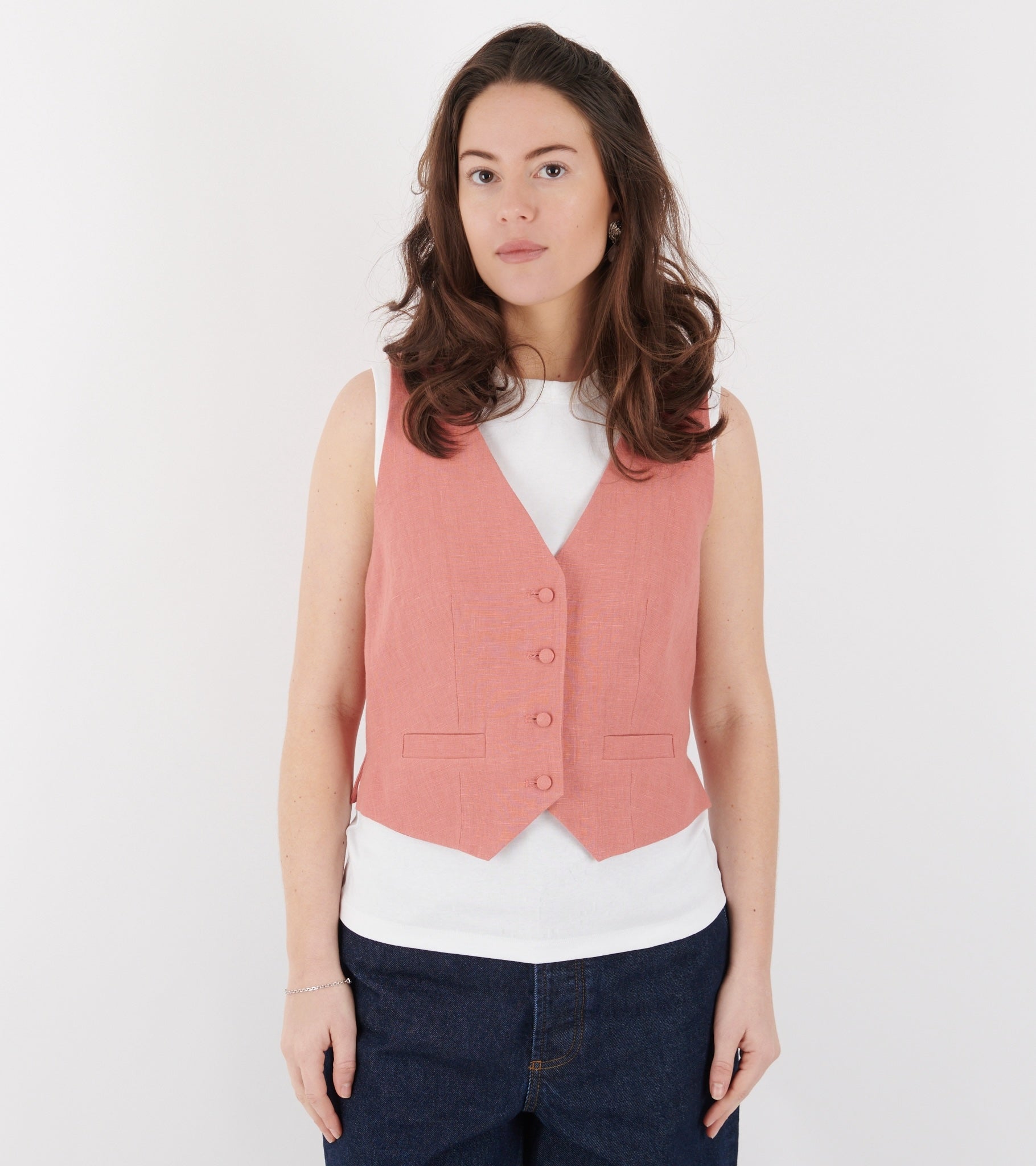 Linen Vest Raspberry – Dr. Adams