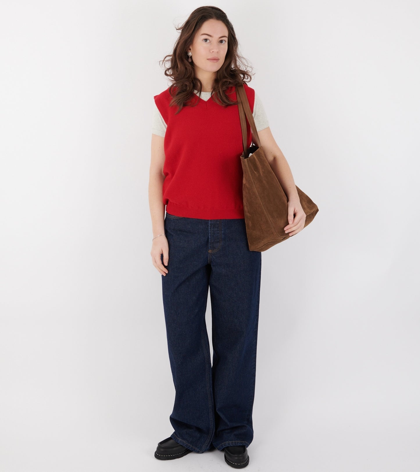 Merino Knit Vest Red