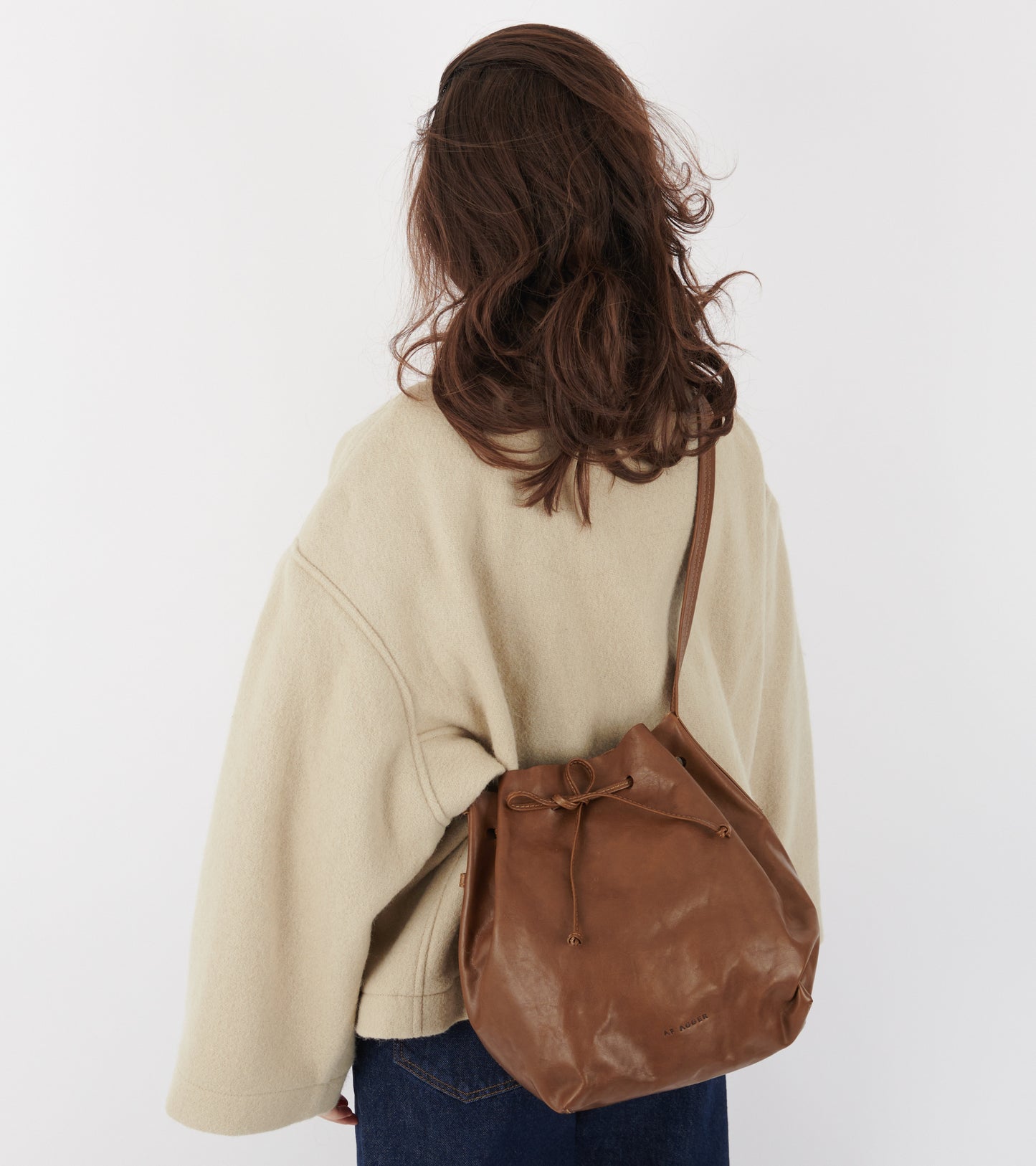 Full Grain Leather Bucket Bag Militare Brown
