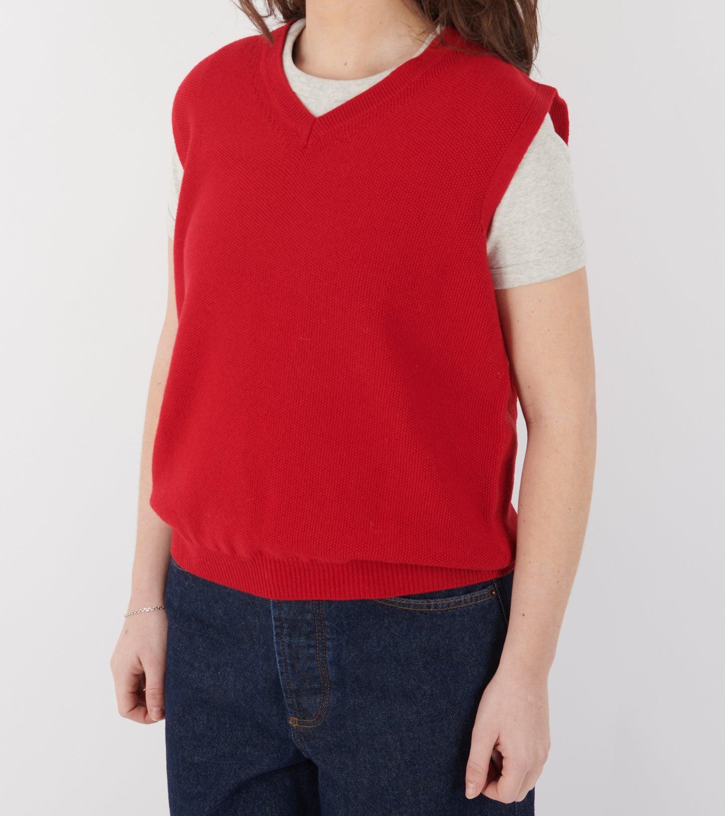 Merino Knit Vest Red
