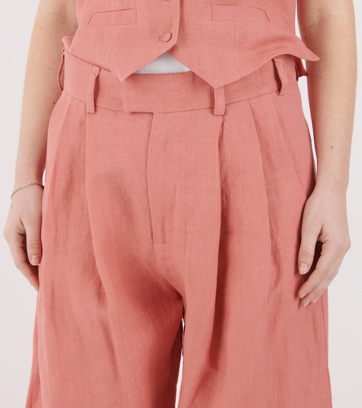 Linen Wide Box Pants Raspberry