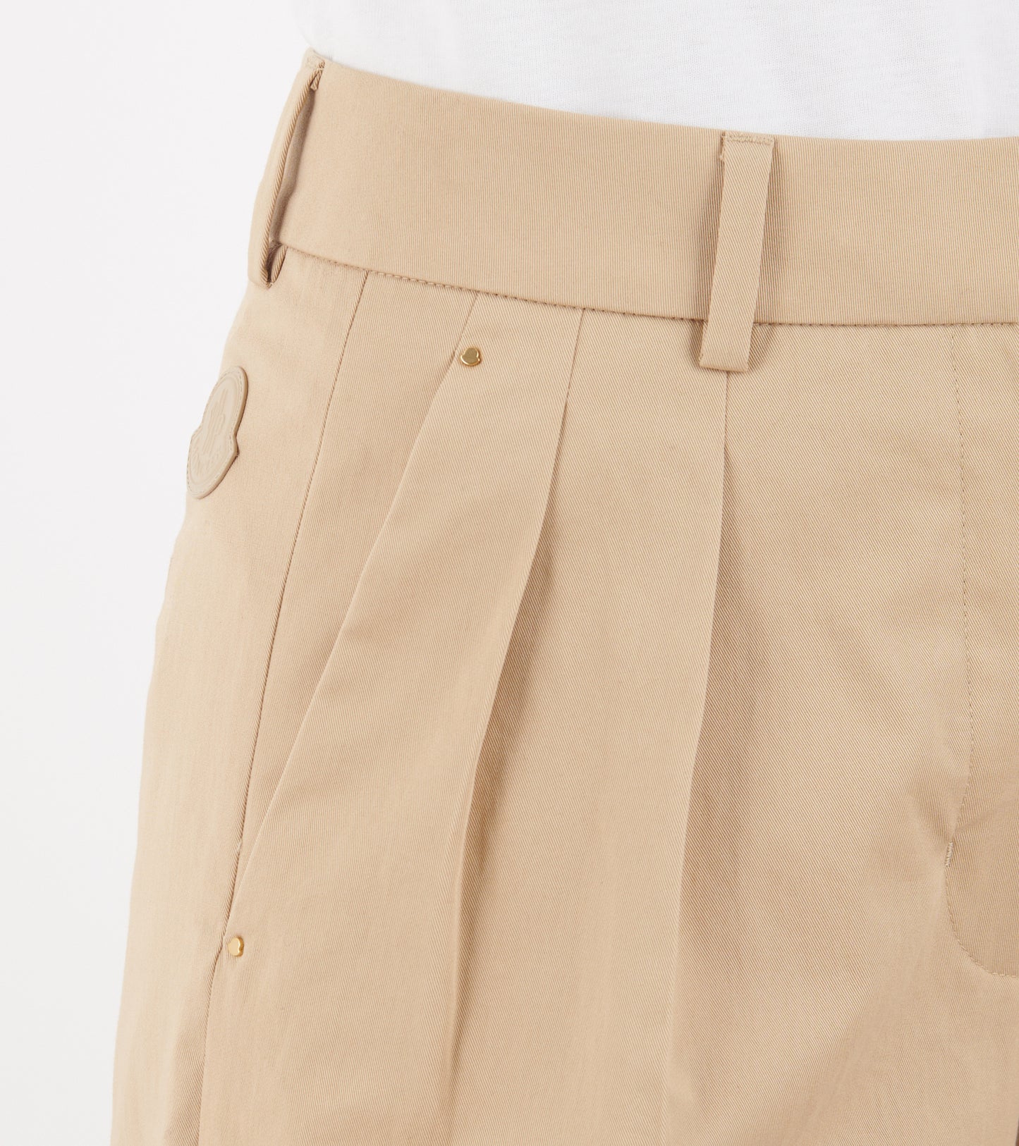 Cotton Wide-leg Tailored Trousers Beige