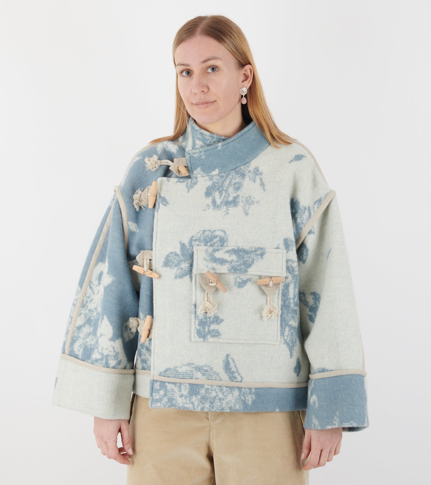 Klippan Boiled Wool Jacket Blue Flower Patchwork