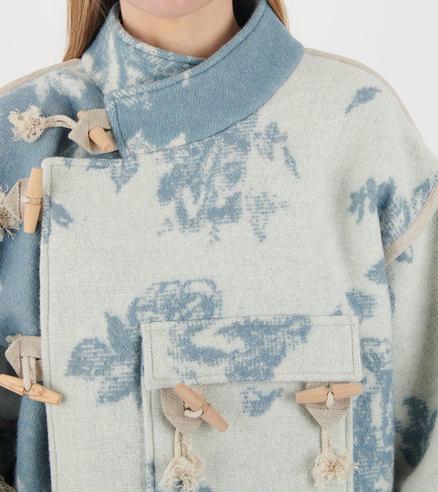 Klippan Boiled Wool Jacket Blue Flower Patchwork