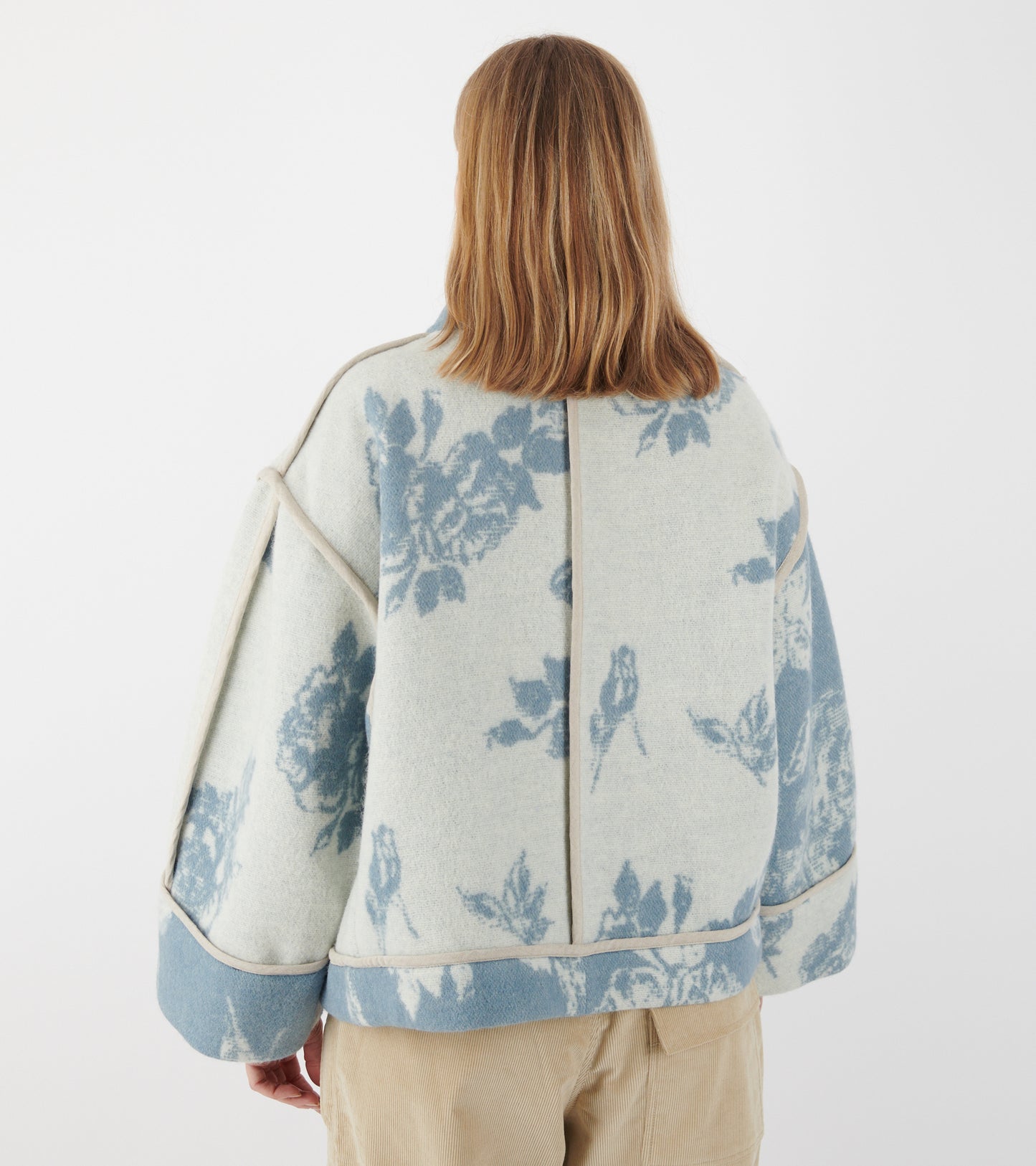 Klippan Boiled Wool Jacket Blue Flower Patchwork