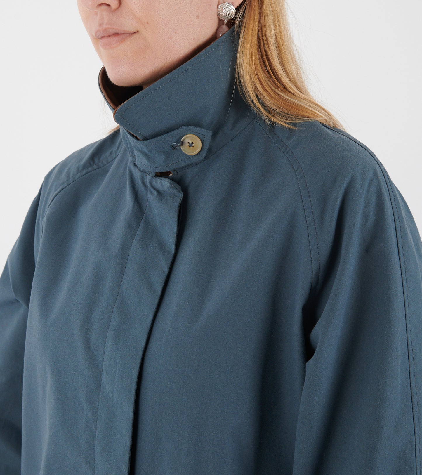Waxed Cotton Mac Coat Dove Blue