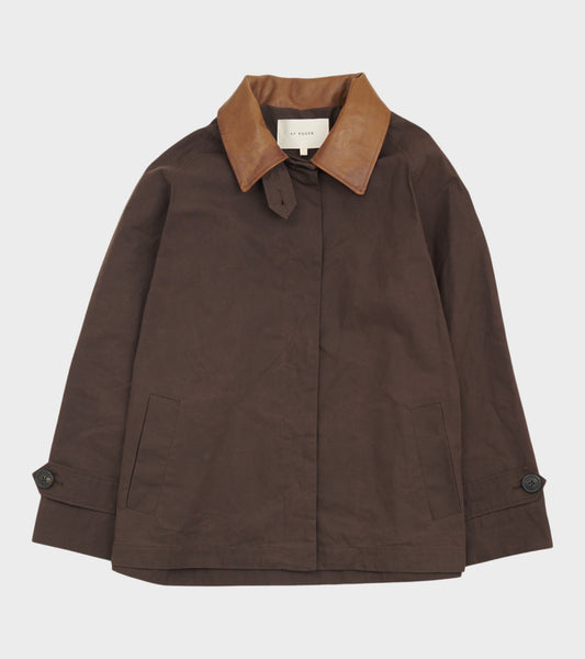 Waxed Cotton Mac Jacket Brown