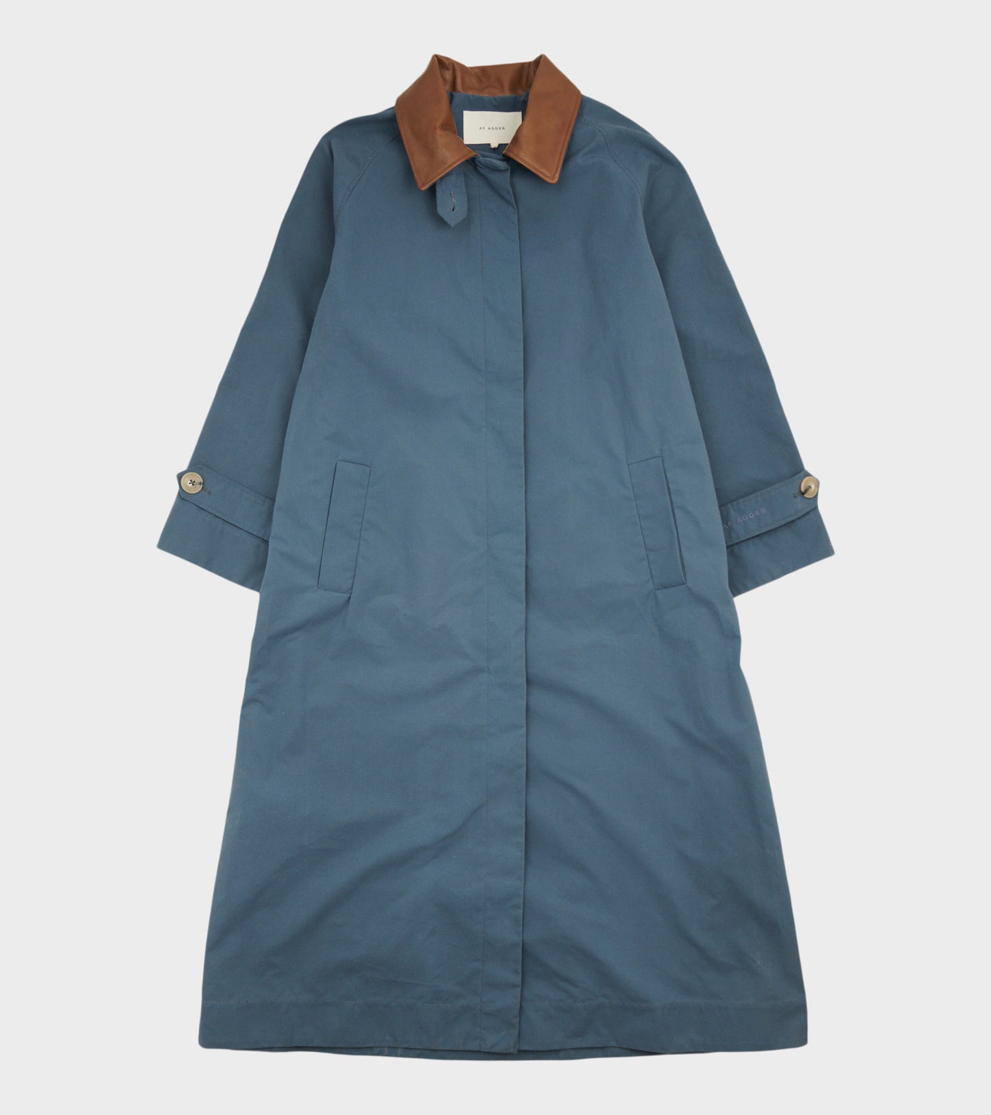 Waxed Cotton Mac Coat Dove Blue