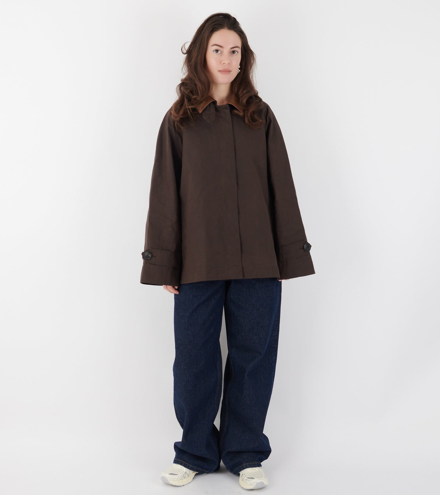 Waxed Cotton Mac Jacket Brown