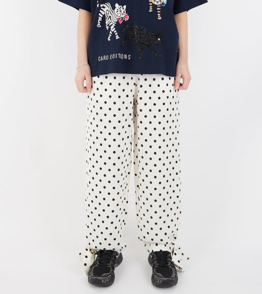 Coco Pants W. Bows White/Black Dots