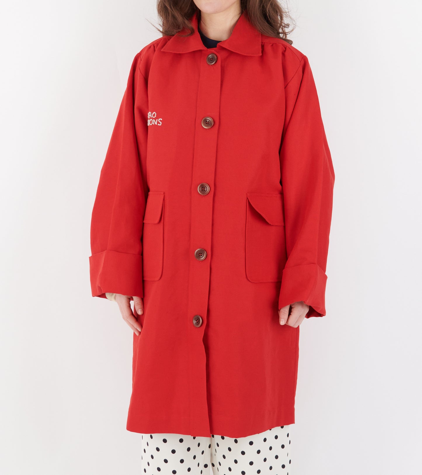 Anna Coat Cat On Ladder Red