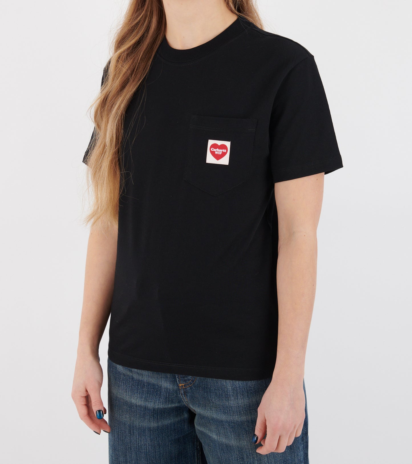 W S/S Pocket Heart T-shirt Black