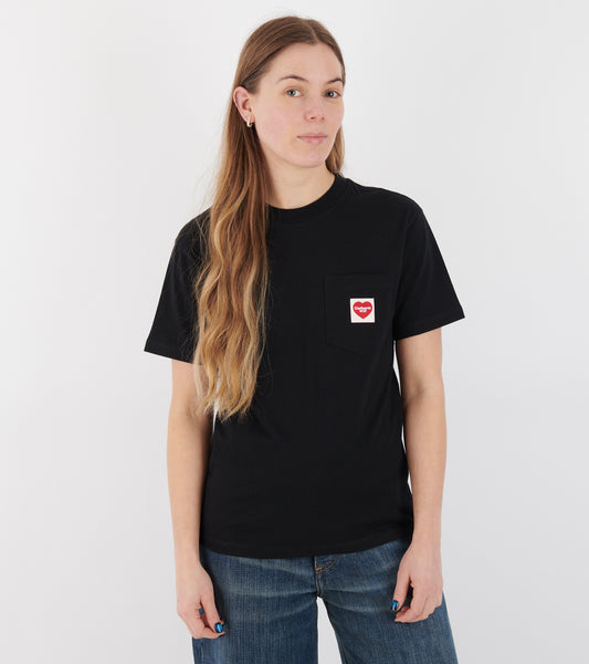 W S/S Pocket Heart T-shirt Black