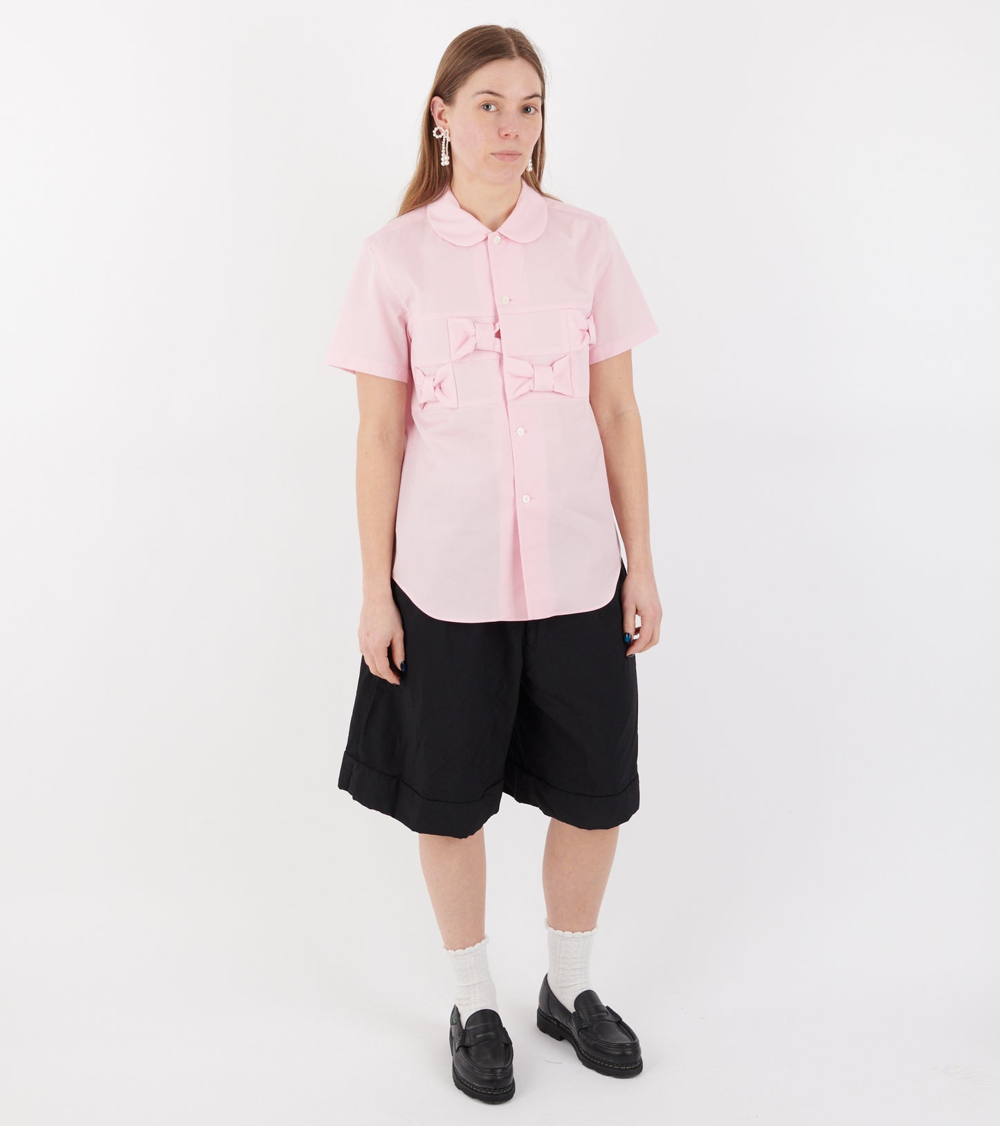 S/S Poplin Bow Shirt Light Pink
