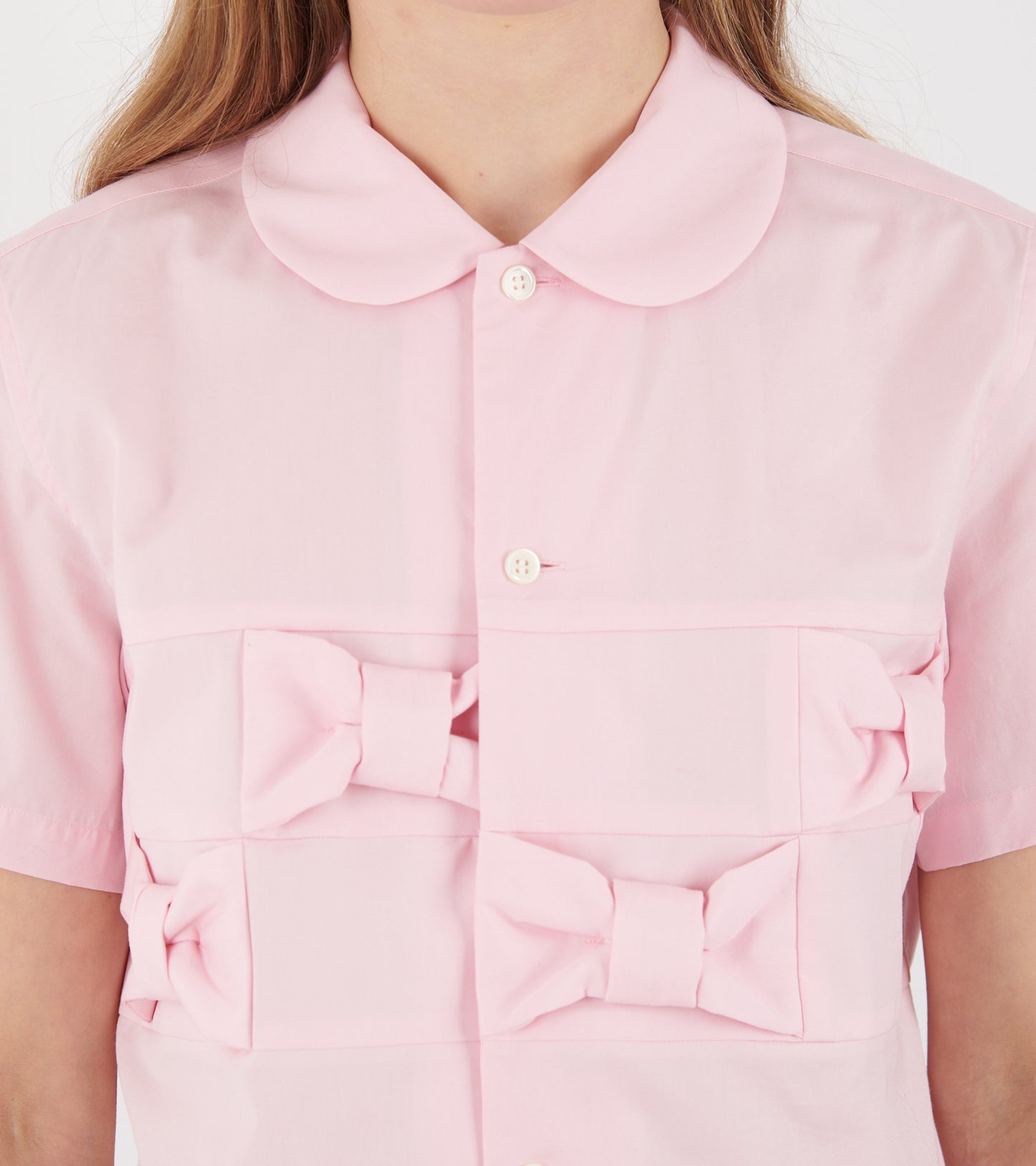 S/S Poplin Bow Shirt Light Pink