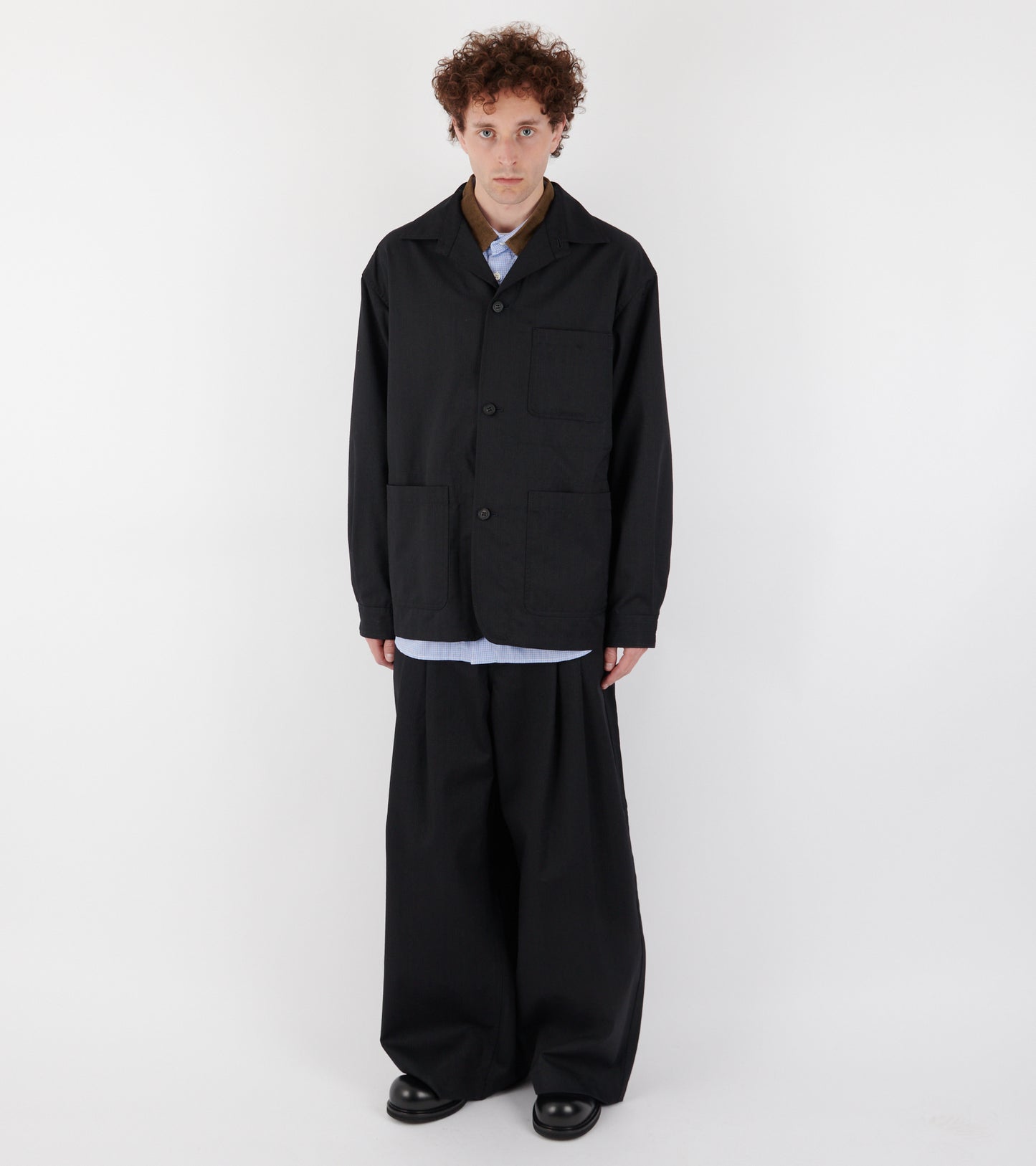 Striped Wool Blend Blazer Black