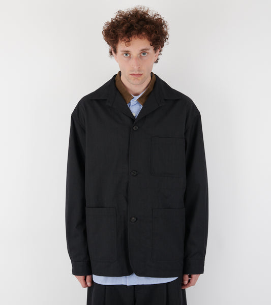 Striped Wool Blend Blazer Black