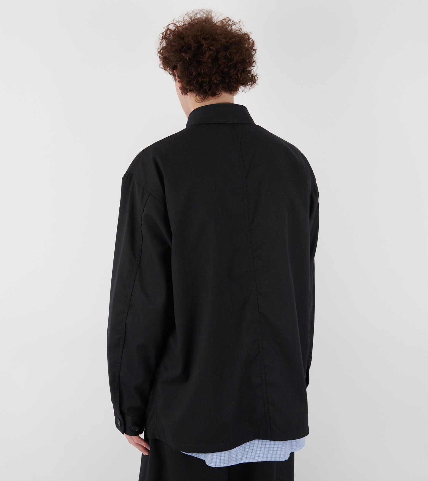 Striped Wool Blend Blazer Black