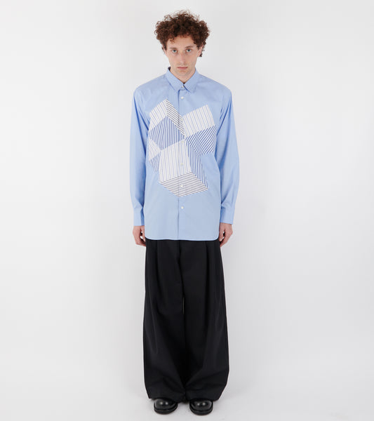 Patchwork 3D Cubes Shirt Light Blue
