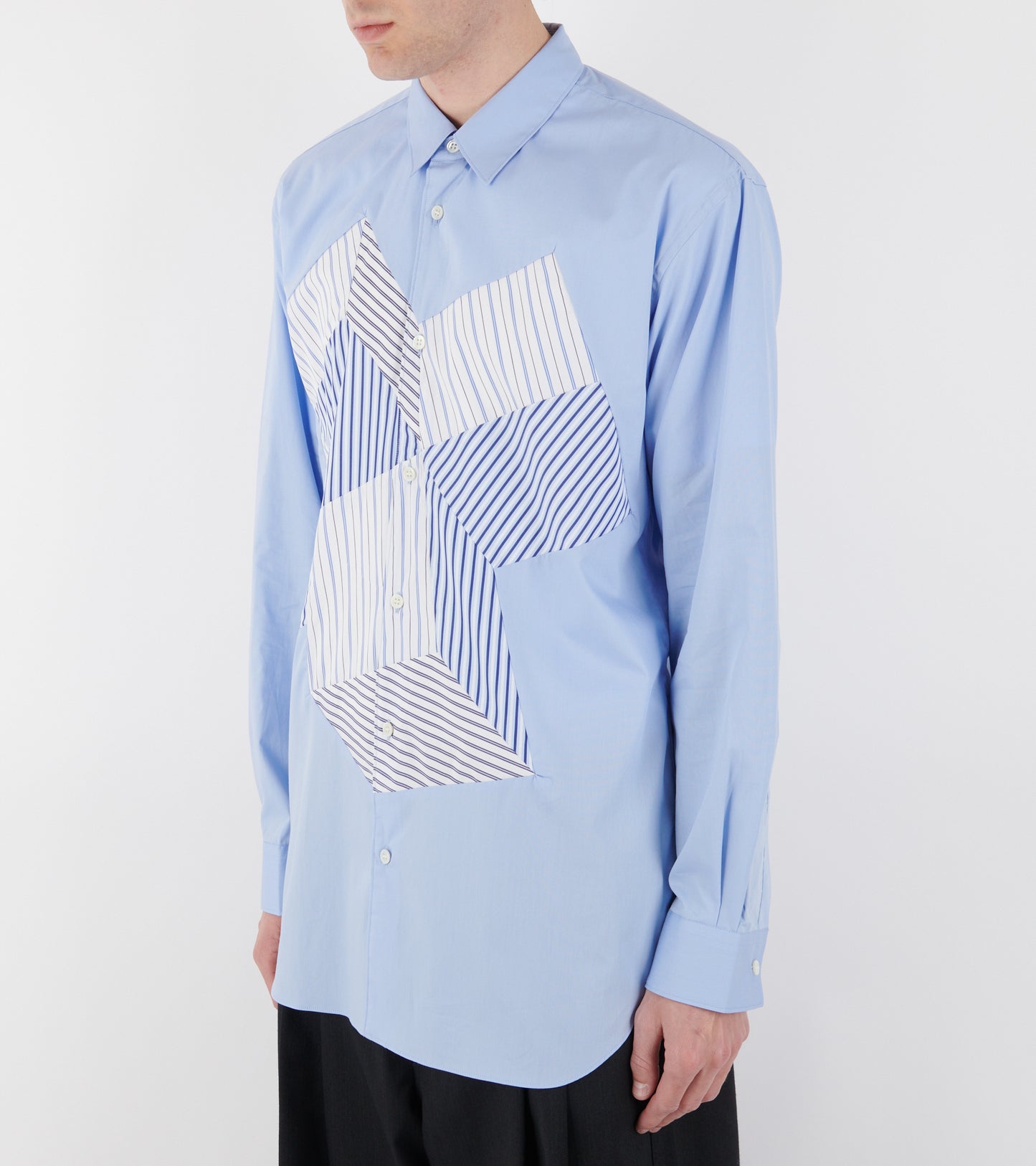 Patchwork 3D Cubes Shirt Light Blue