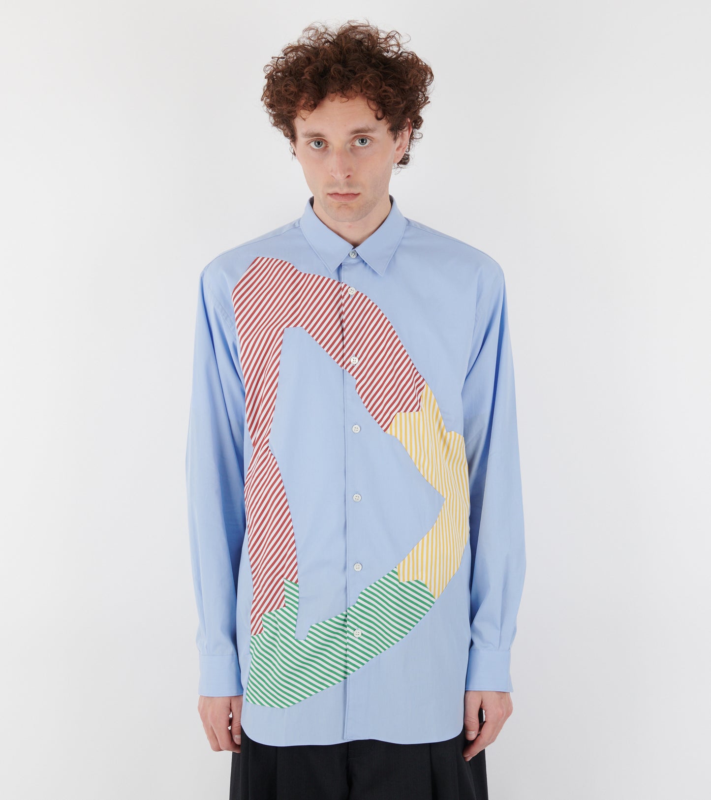 Color Patchwork Shirt Light Blue