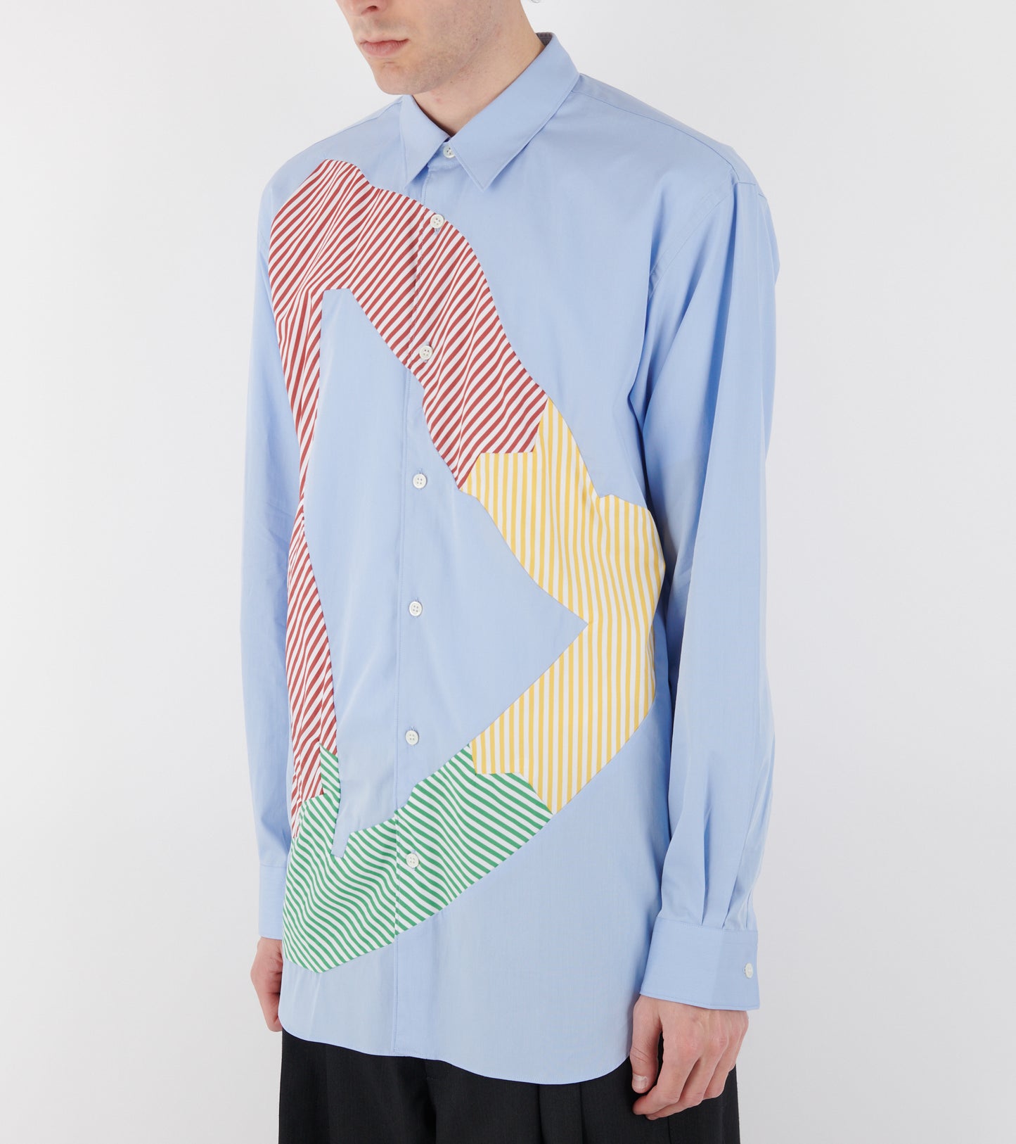Color Patchwork Shirt Light Blue