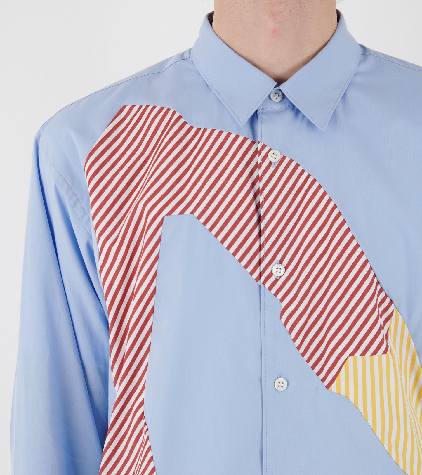 Color Patchwork Shirt Light Blue