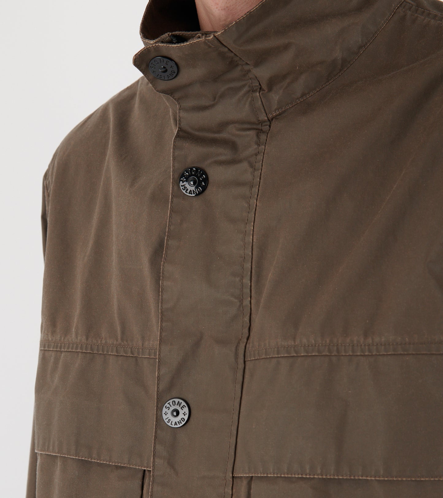 Waxed Pigment Cotton Tela Jacket Brown