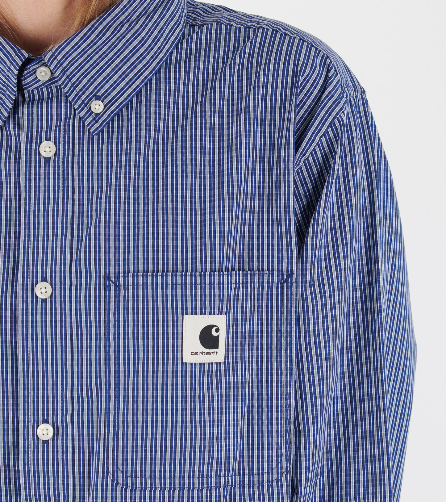 W L/S Cotton Poplin Groff Shirt Check Blue