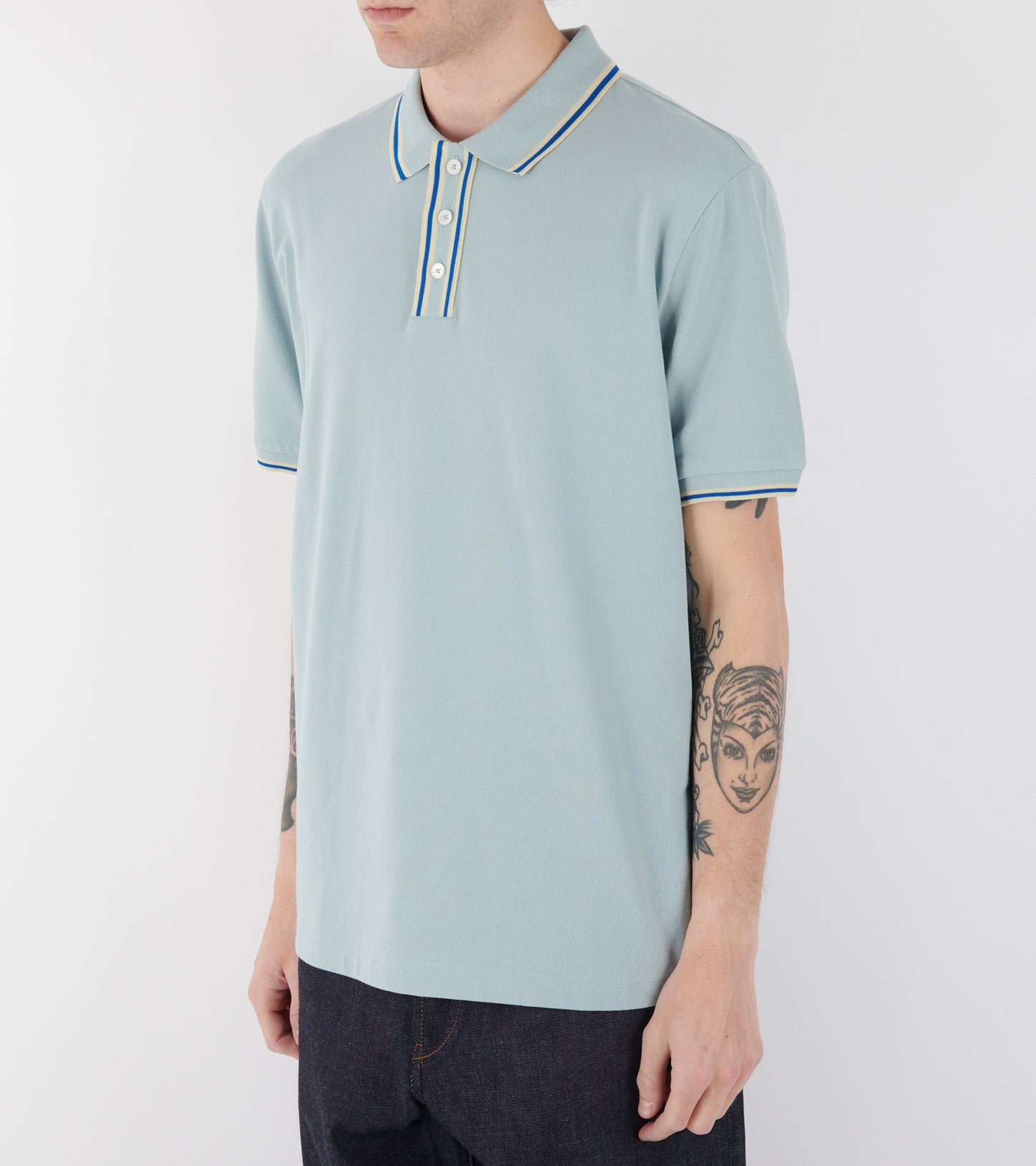 S/S Polo Shirt Light Blue/Cream