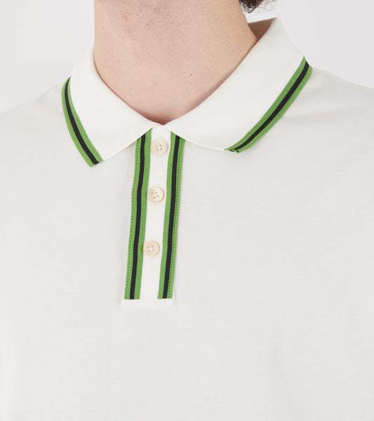 S/S Polo Shirt White/Green