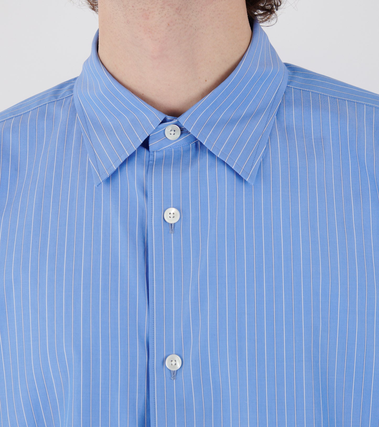 Suvin High Count Cloth Stripe Shirt Blue Stripe