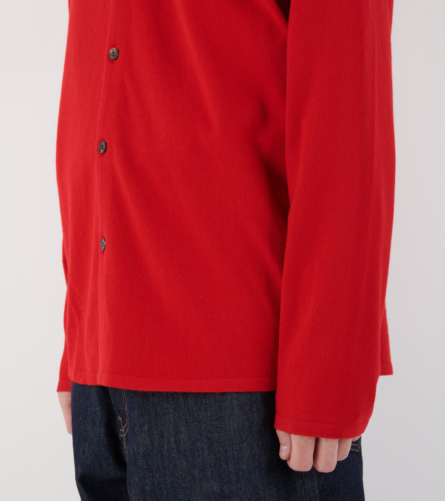 High Twist Wool Knit Shirt Cardigan Red