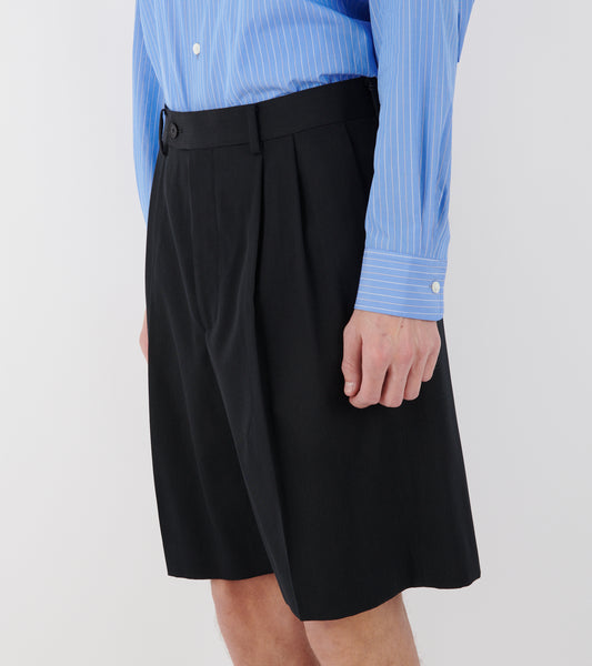 Light Wool Gabardine Shorts Black