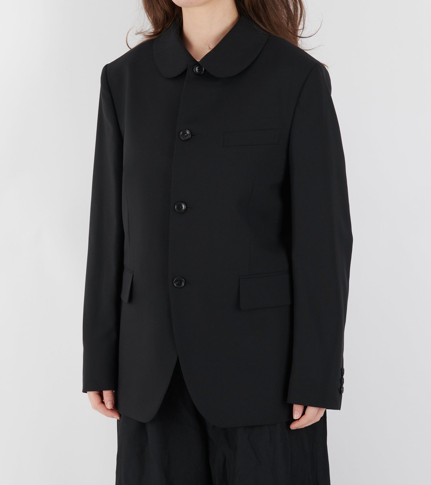 Round Collar Jacket Black
