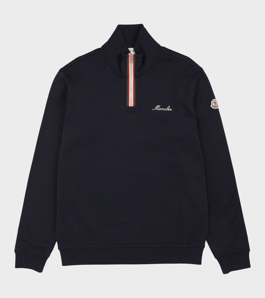 Embroidered Logo Polo T-neck Sweatshirt Navy