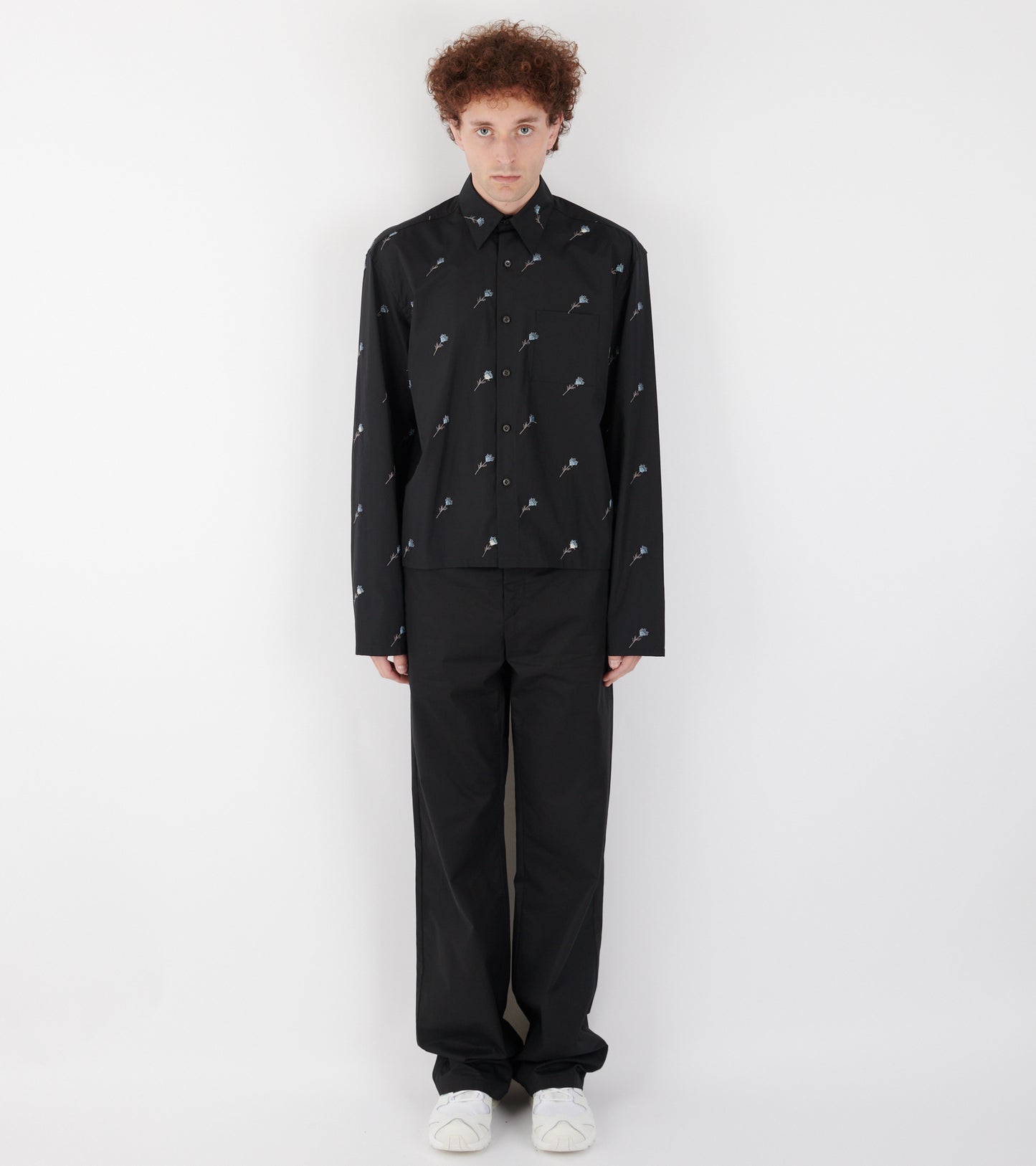 Poplin Shirt Mini Black Flowers