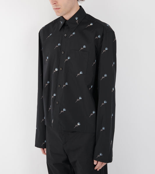 Poplin Shirt Mini Black Flowers