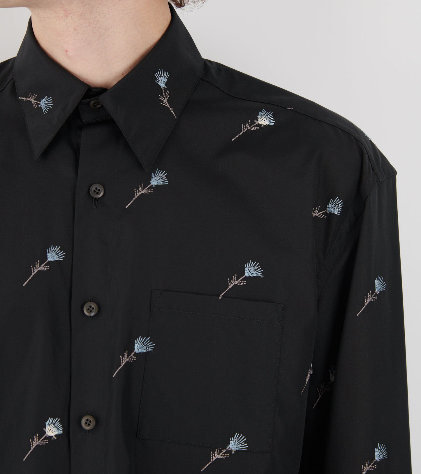 Poplin Shirt Mini Black Flowers