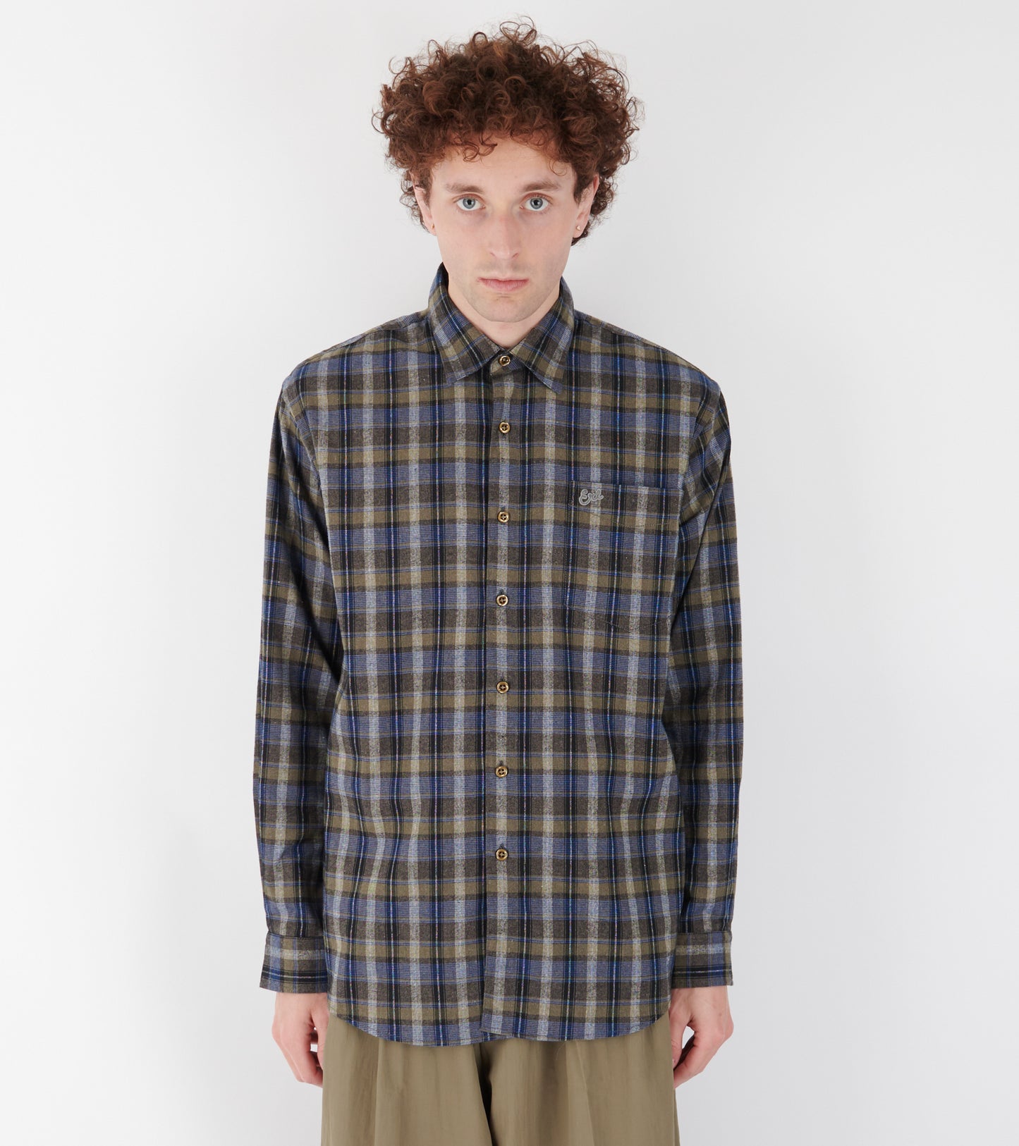 Grey Check Shirt Woven Brown