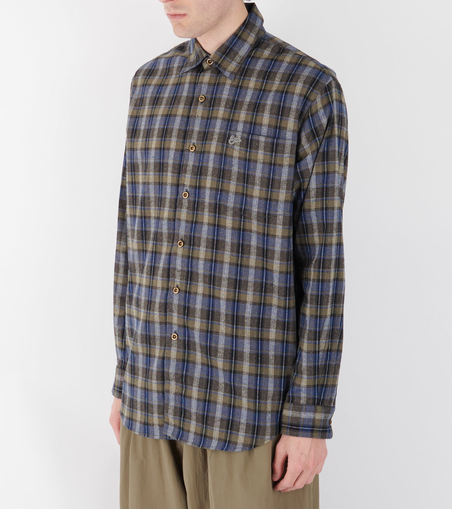 Grey Check Shirt Woven Brown