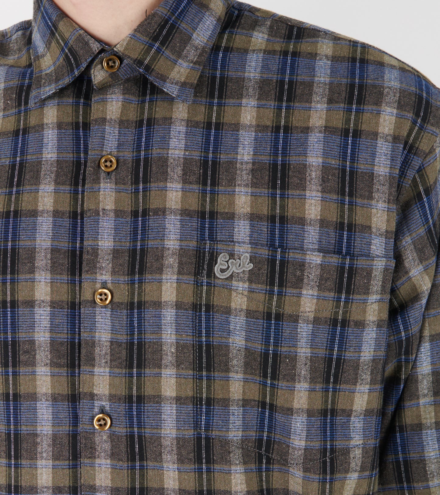 Grey Check Shirt Woven Brown