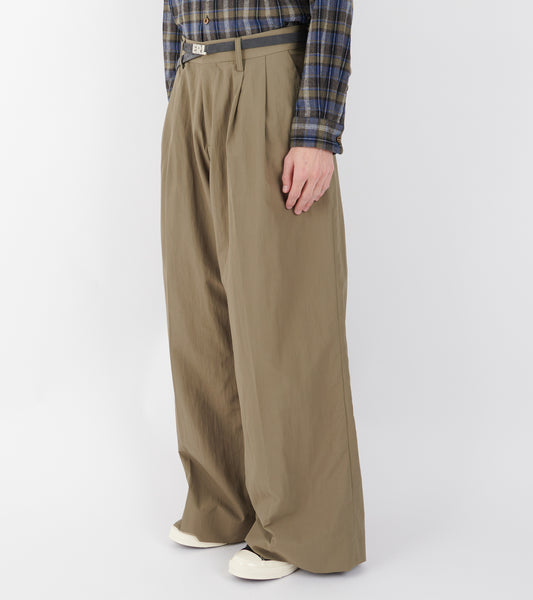 Nylon Pleated Suit Trousers Khaki