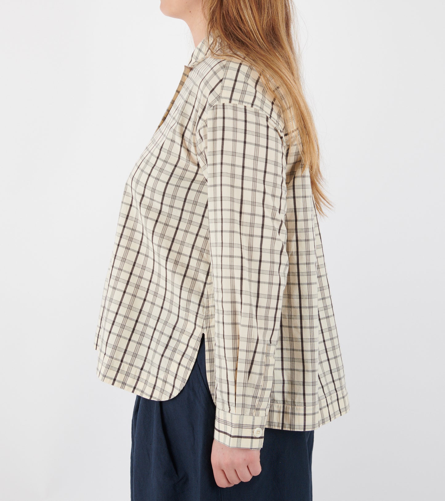 Half Placket Check Cotton Shirt Ecru/Rich Soil