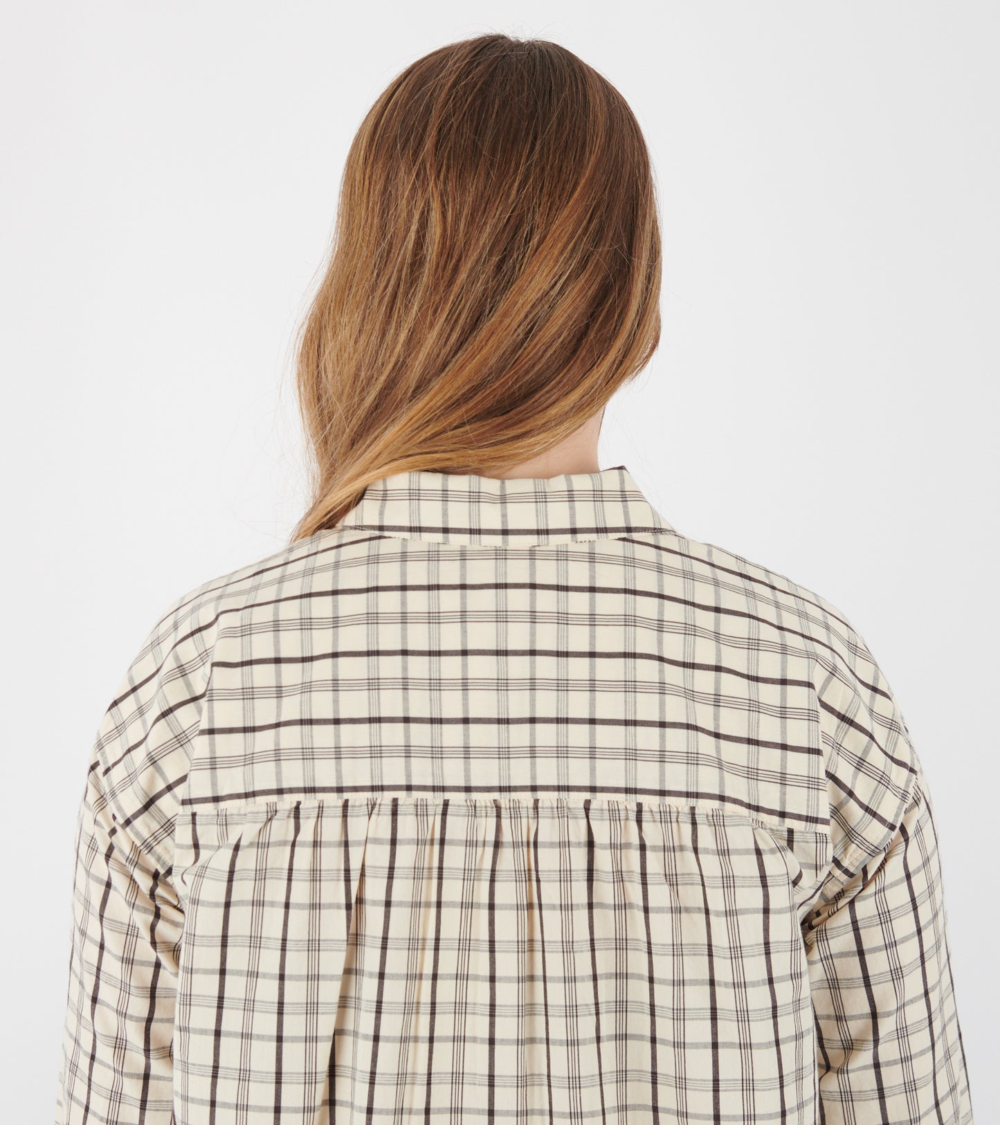 Half Placket Check Cotton Shirt Ecru/Rich Soil