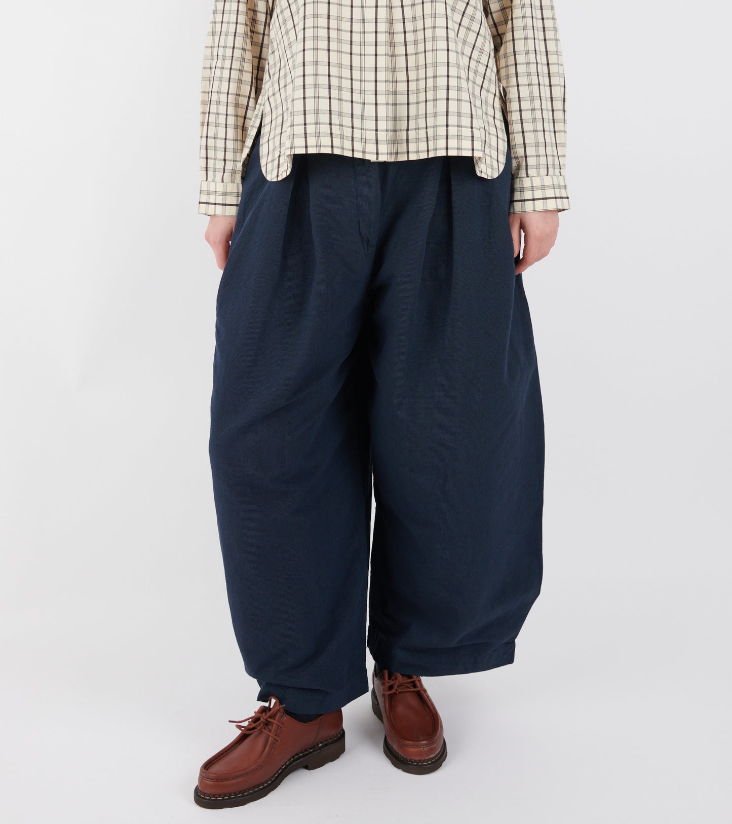 Micro Houndstooth Wide Leg Trousers Steel Blue